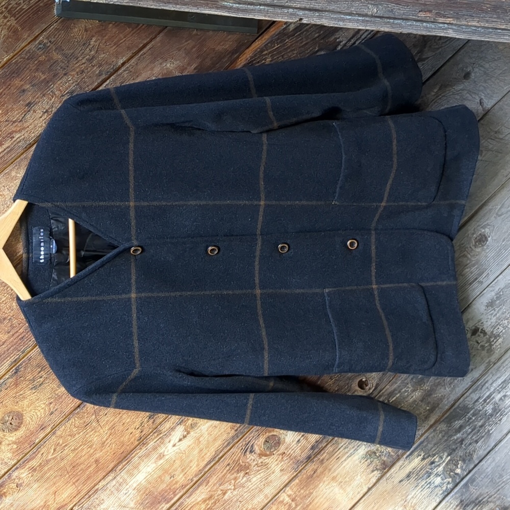 Theo Miles jacket wool vintage charcoal black gold copper yellow Medium